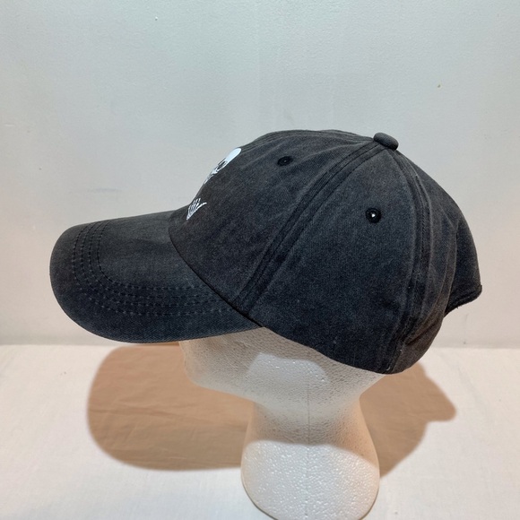 Baseball Hat Skull Print Hang Loose Adjustable Unisex Washed Black - Picture 8 of 13